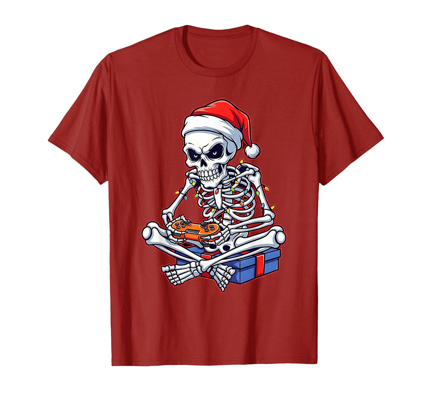 Christmas Skeleton Gamer Video Gaming Funny Skeleton T-Shirt