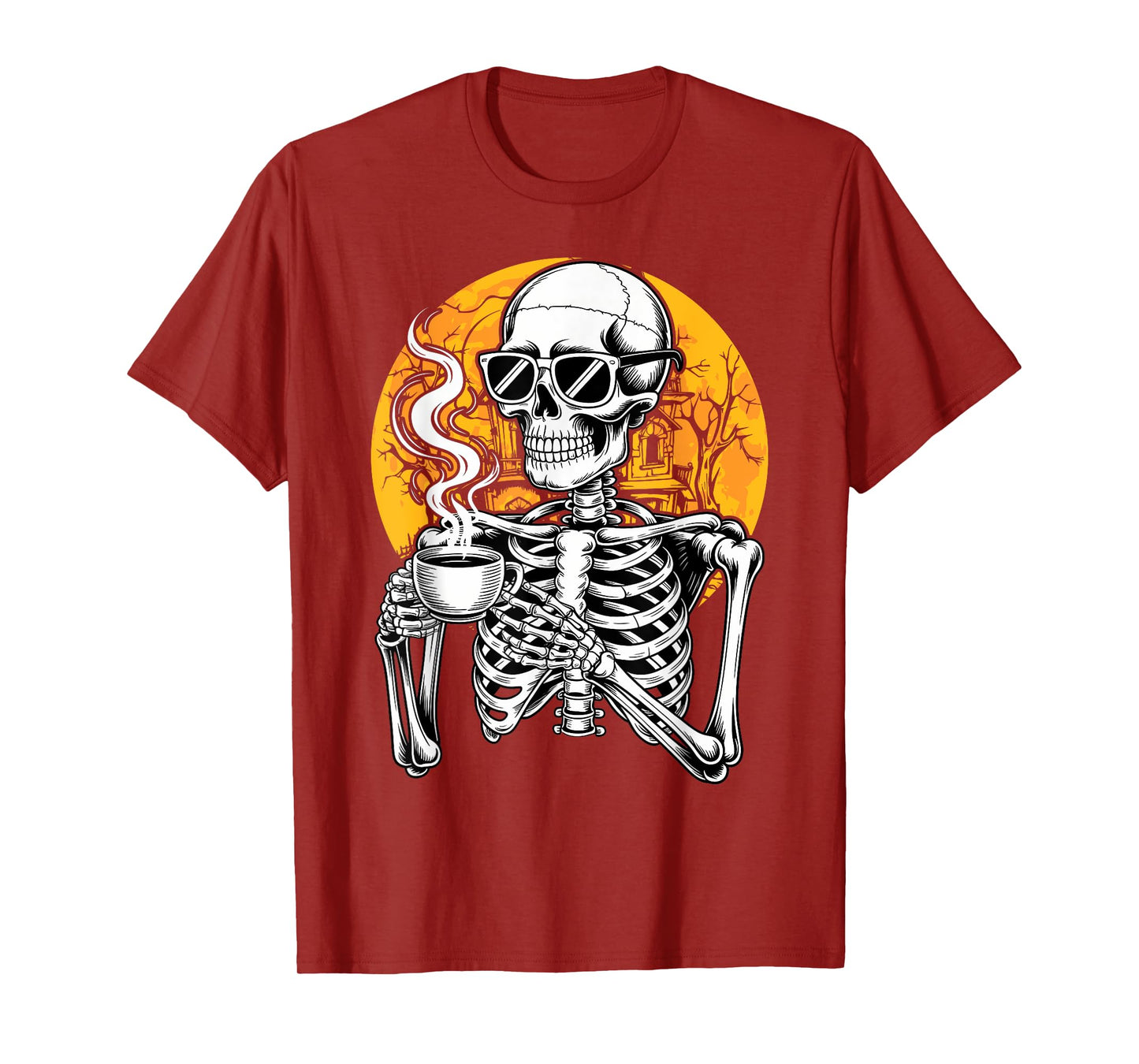 Halloween Skeleton Coffee Funny Costume Men Women Kids Boys T-Shirt