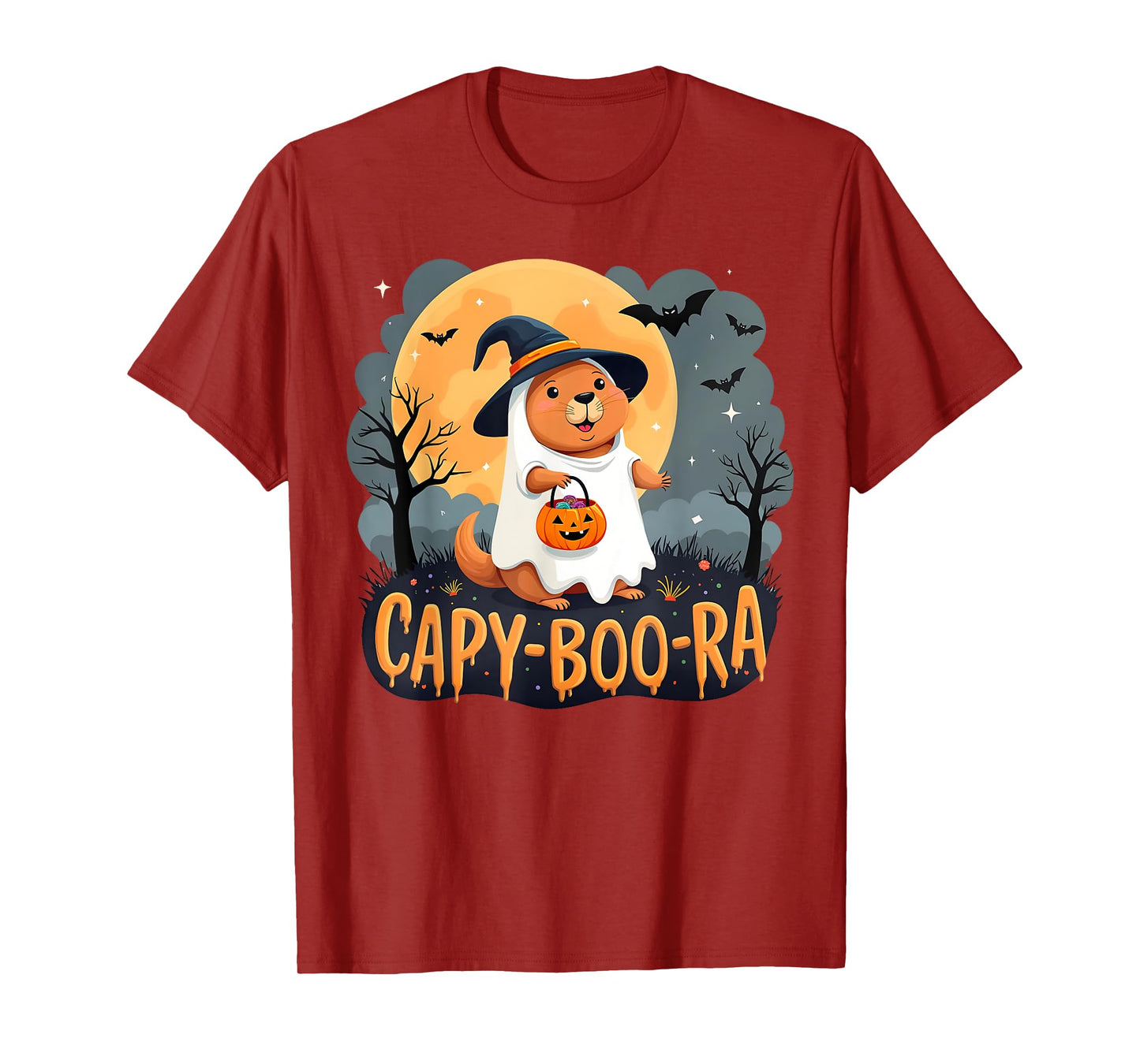 Capy-Boo-Ra Cute Capybara Boo Ghost Funny Cappy Halloween T-Shirt