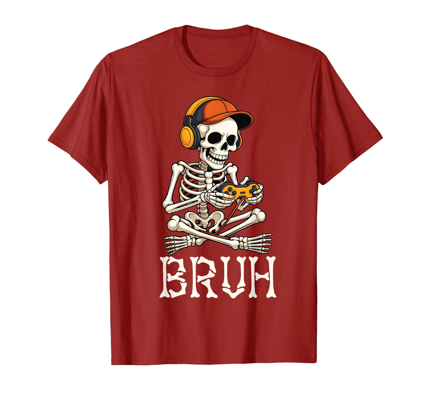 Bruh Skeleton Halloween Costume Game Gaming Boys Kids Mens T-Shirt