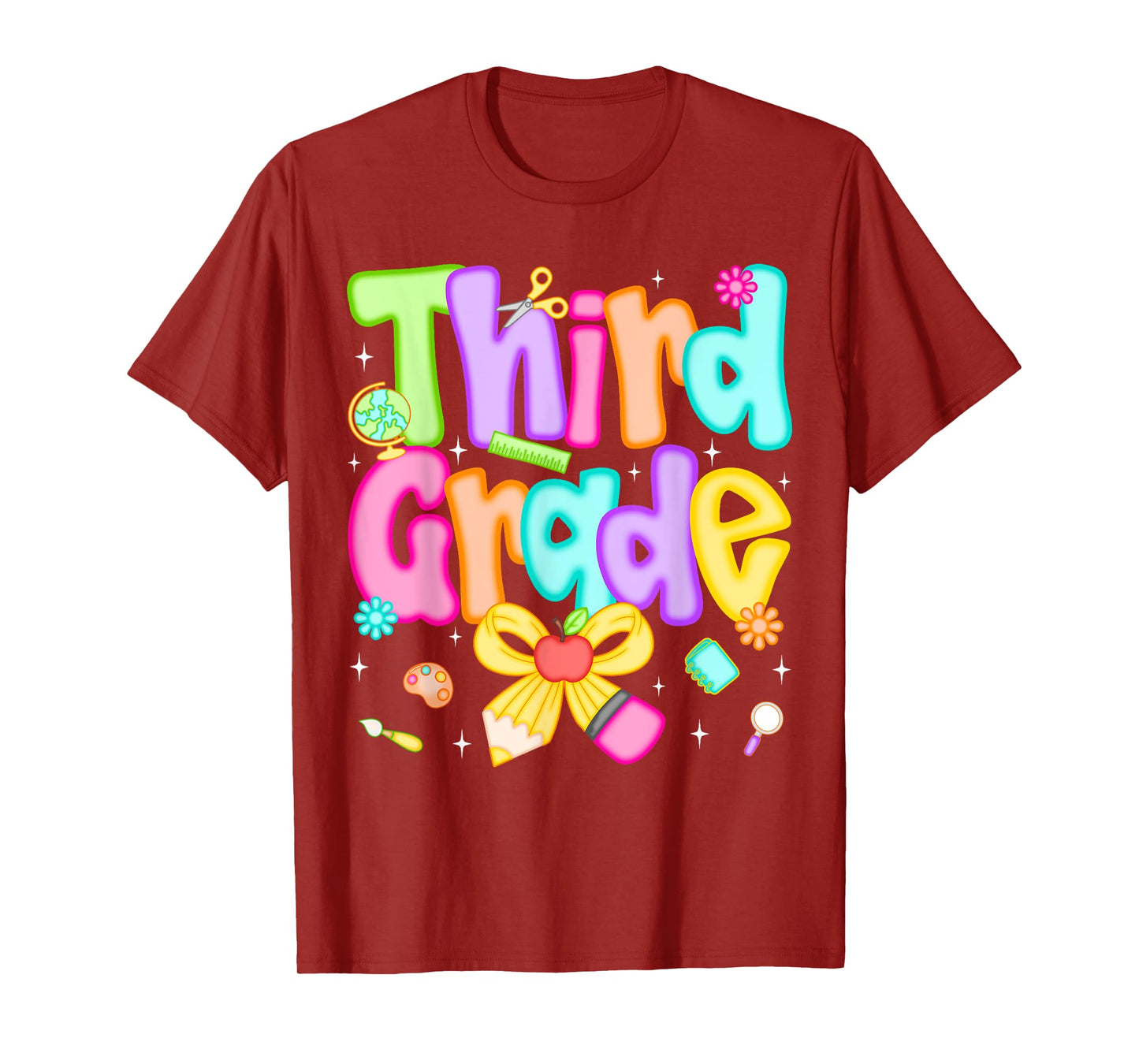 Preppy Third Grade Back To School 3rd Grade Teacher Girl Kid T-Shirt