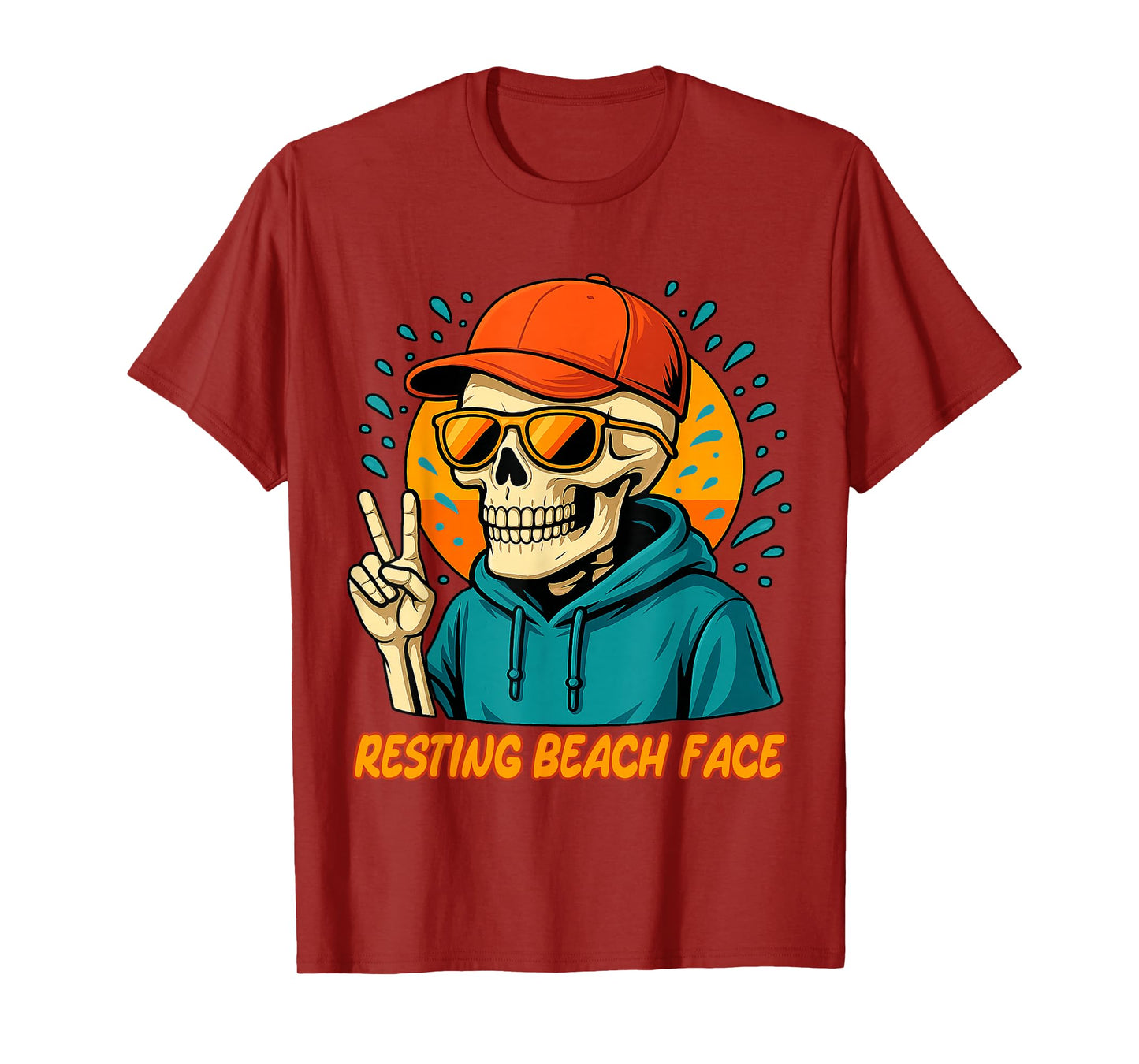 Resting Beach Face Summer Vibes - Skeleton Humor T-Shirt