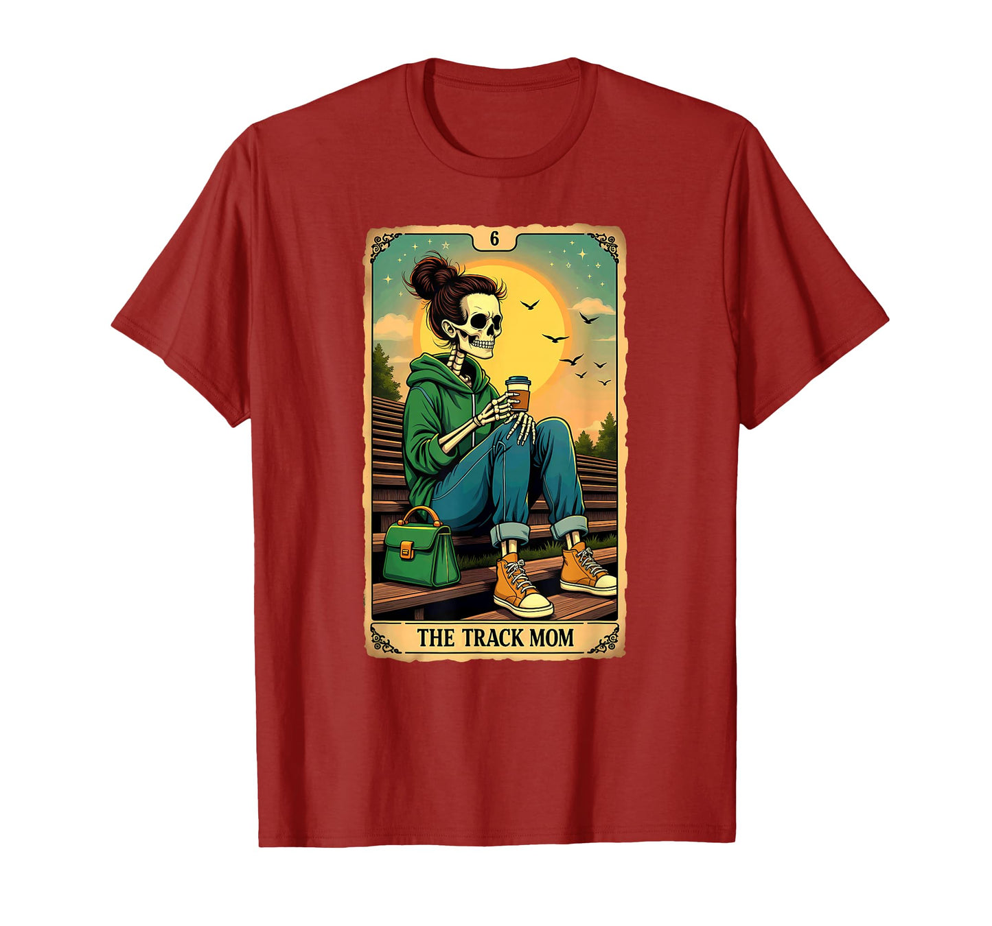 Gothic Tarot Card The Track Mom Skeleton Coffee Runner T-Shirt