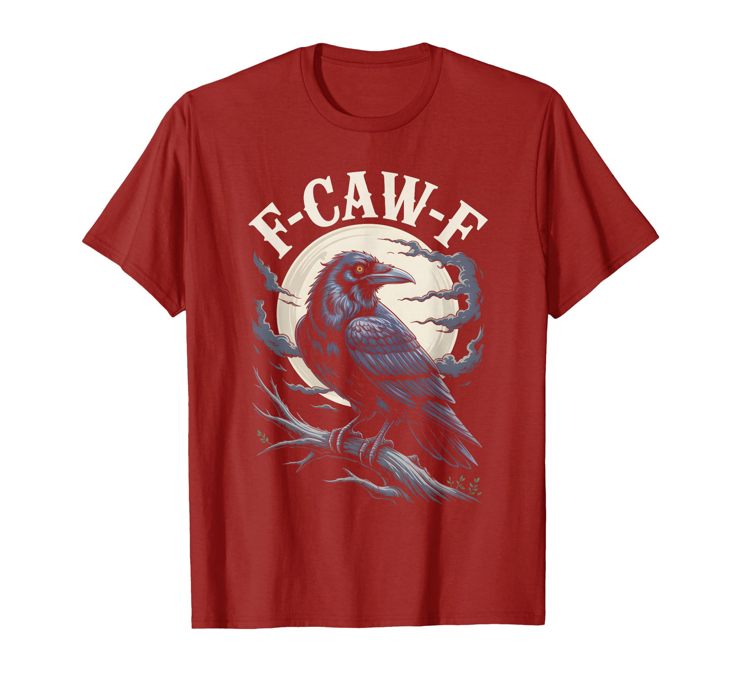 Funny F-Caw-F Crow Gothic Moon Humor Halloween T-Shirt