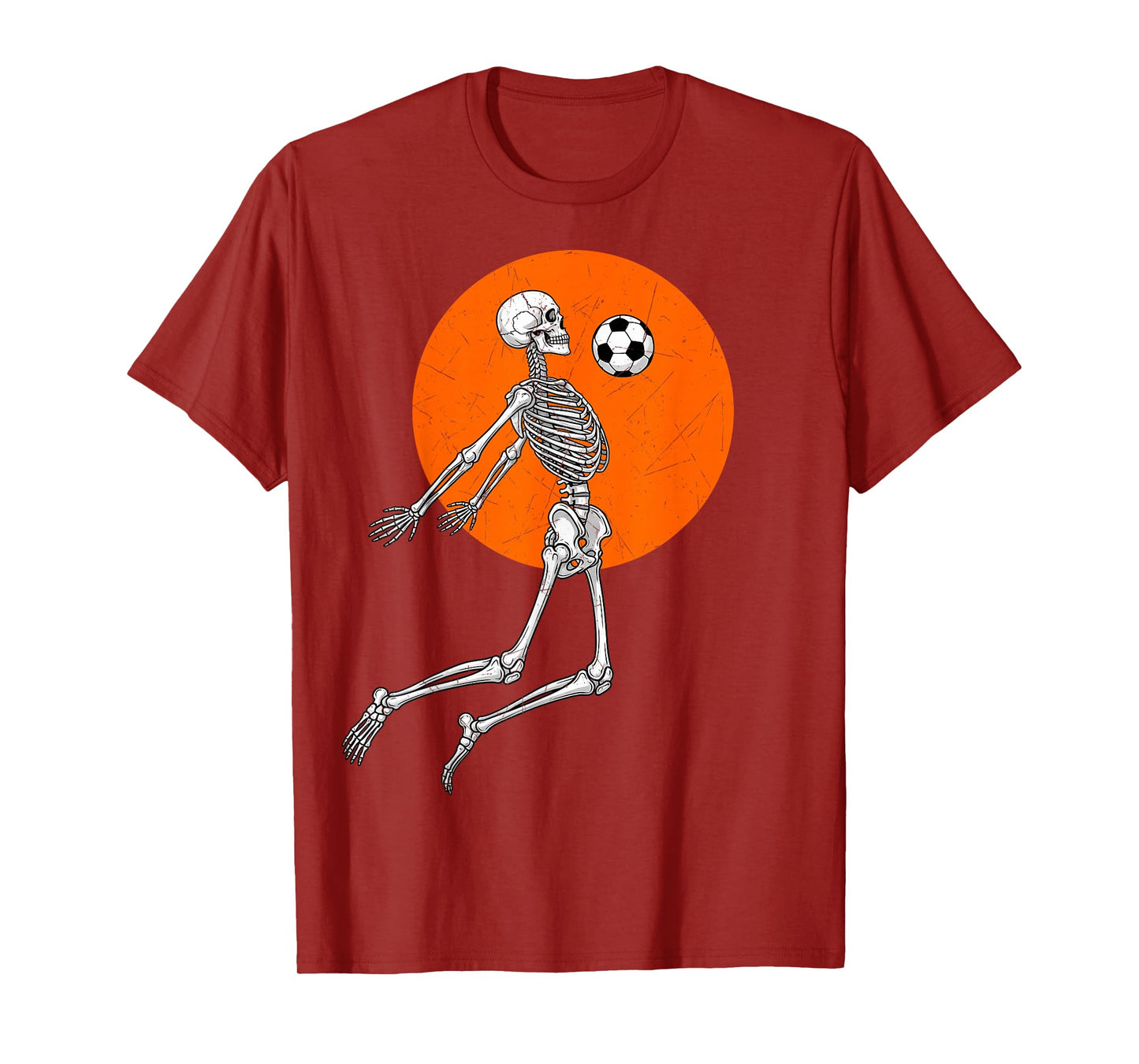 Skeleton Soccer Player Chest Stop Sports Fan Spooky Football T-Shirt