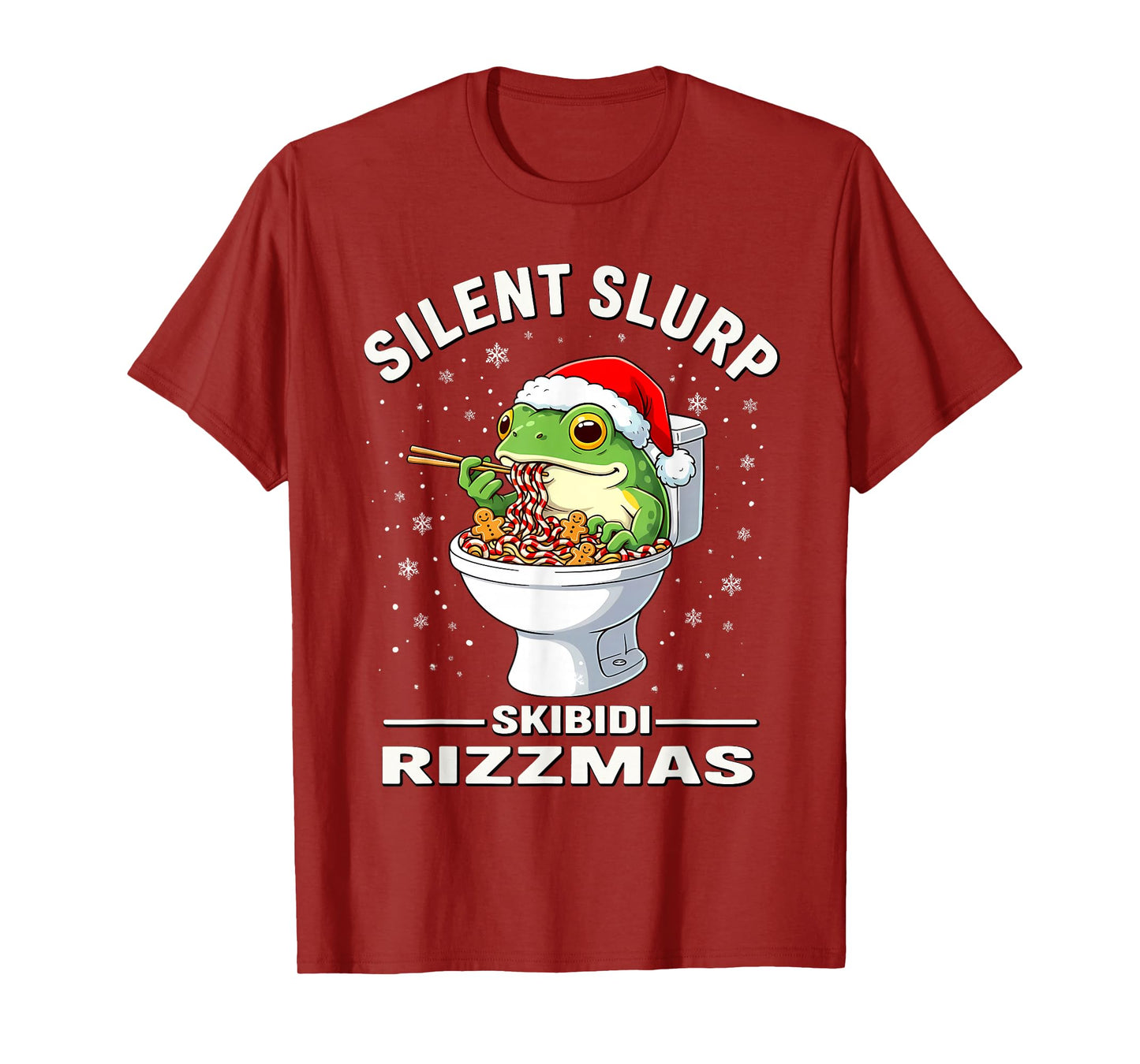 Silent Slurp – Skibidi Rizzmas Funny Christmas Meme T-Shirt