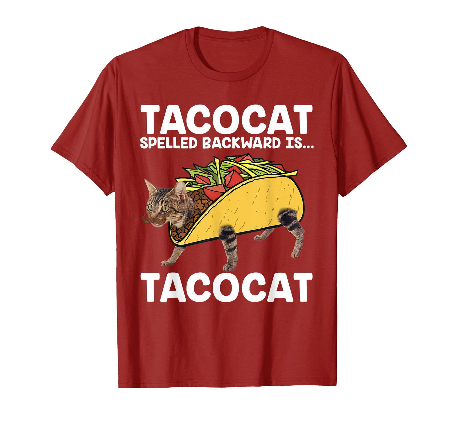 Taco & Cat T-Shirt - Tacocat Spelled Backward Is Tacocat Men Women Kids T-Shirt