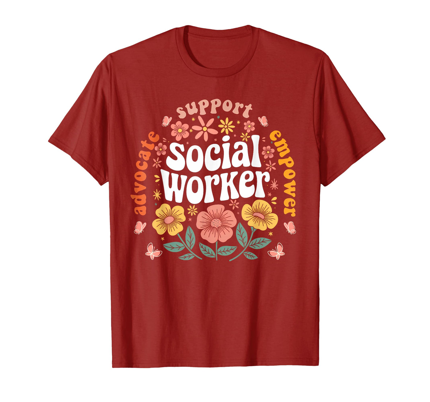 Social Worker Appreciation Flower Social Work Month 2025 T-Shirt