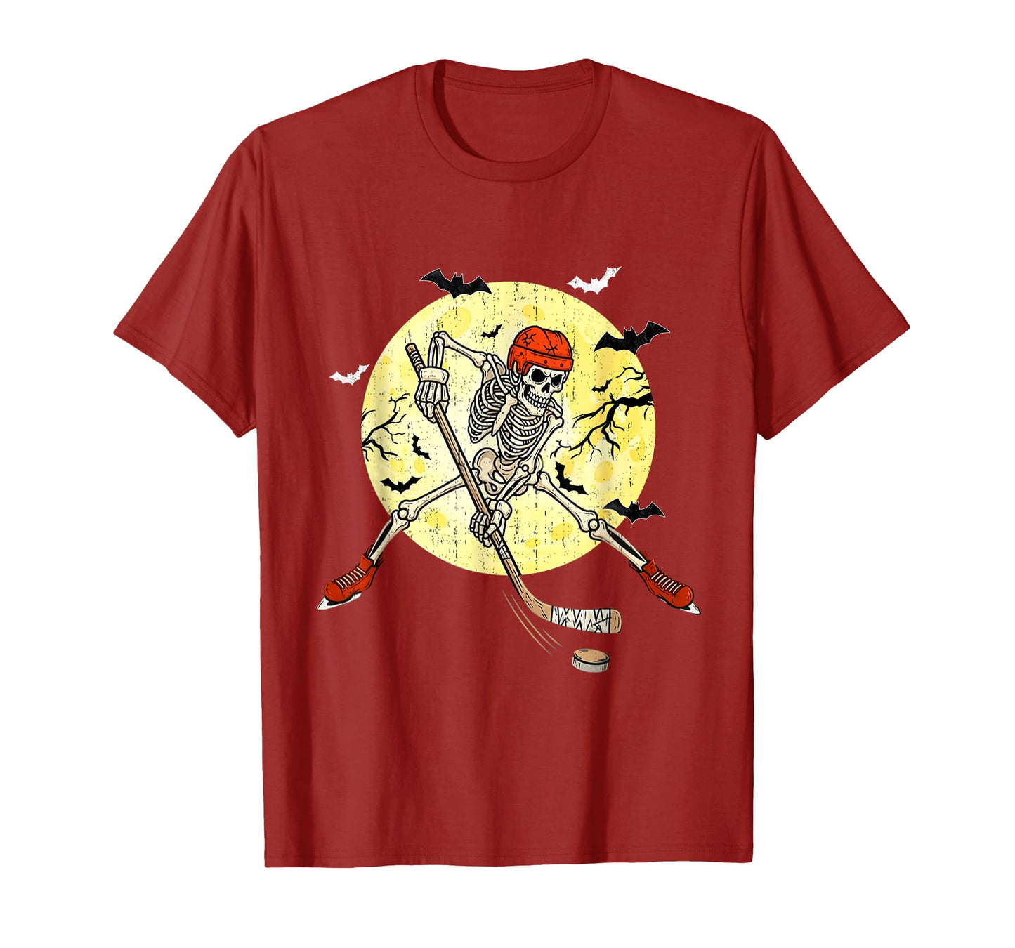 Skeleton Ice Hockey Halloween Costume Men Boys Kids Tee T-Shirt