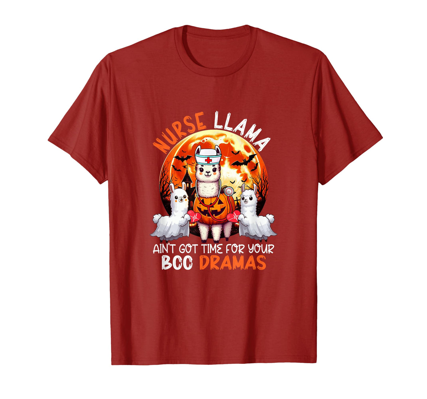 Nurse Llama Funny Sarcastic Boo Dramas Halloween Job Team T-Shirt