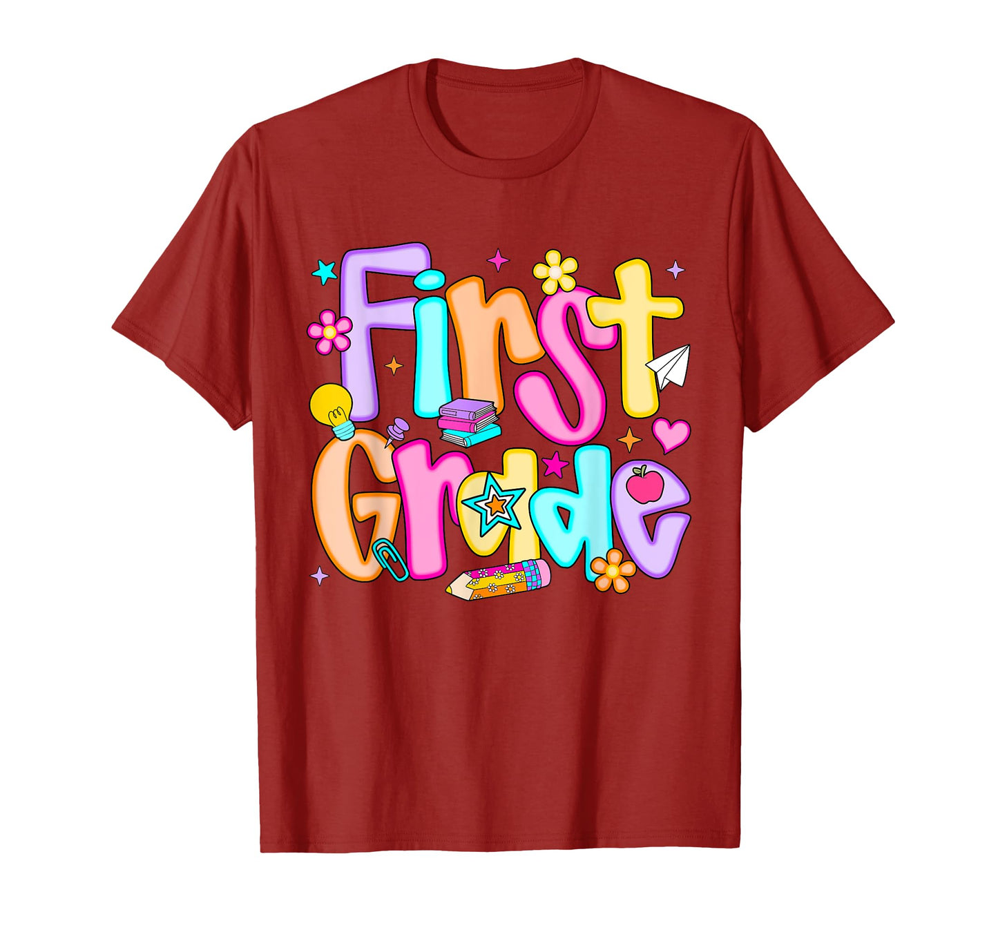 Preppy First Grade Back To School 1st Grade Teacher Girl Boy T-Shirt