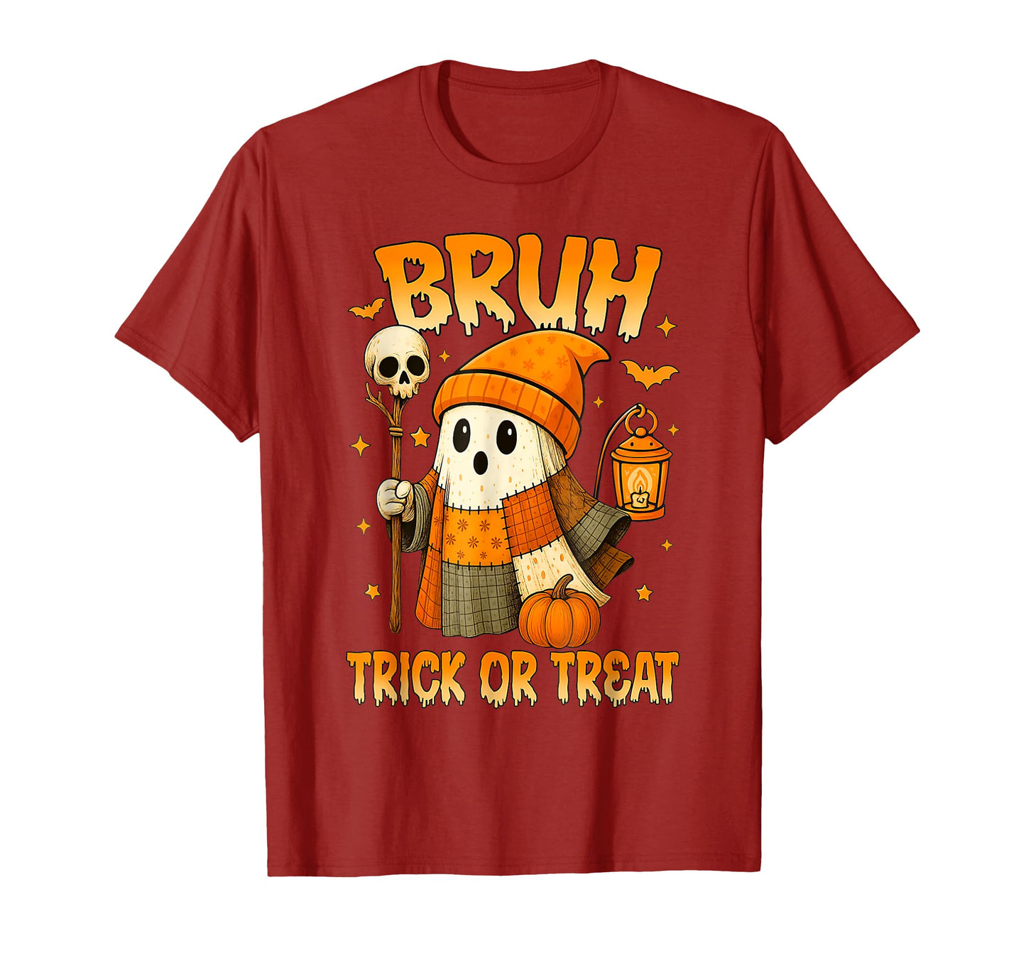 Bruh Trick or Treat Funny Cute Ghost Meme Halloween Costume T-Shirt