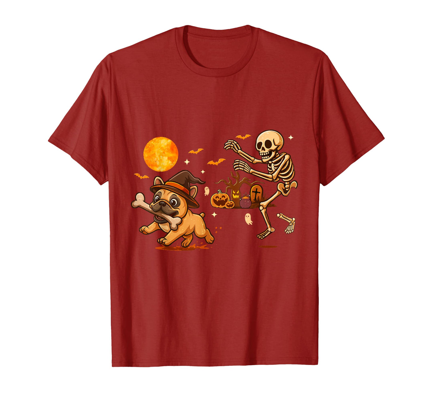 Funny Halloween French Bulldog Skeleton Spooky Season T-Shirt