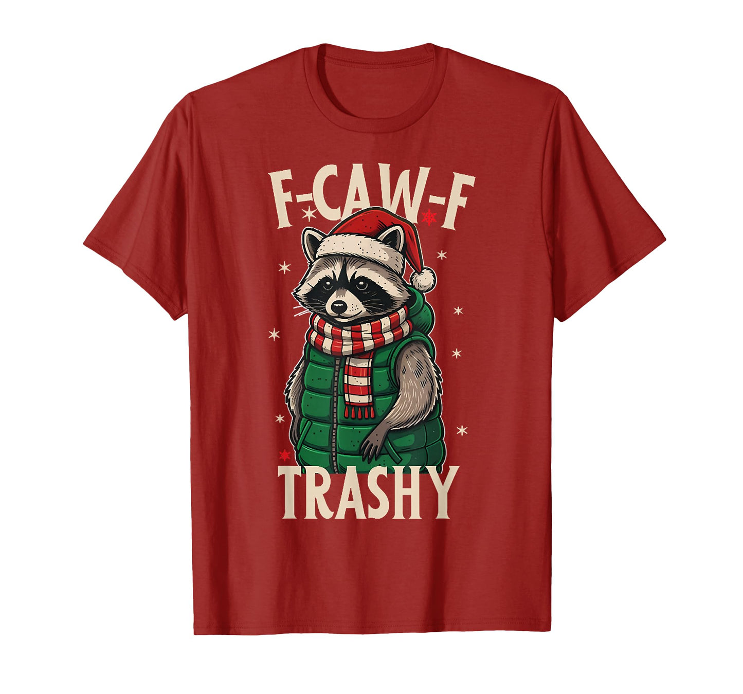 F-caw-f Trashy, Funny Trashy Raccoon Opossums Santa Hat T-Shirt