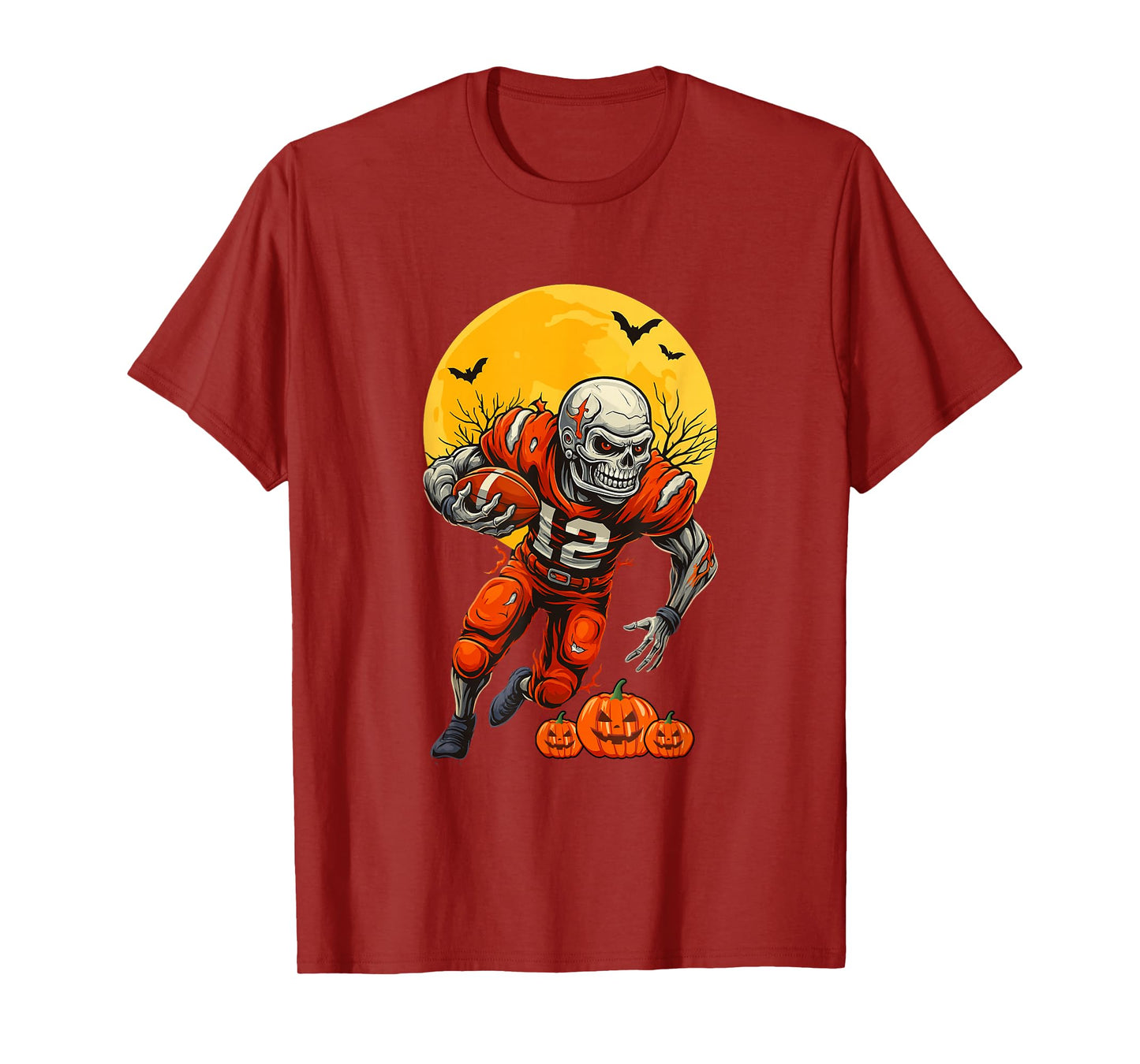 American Football Skeleton Halloween Men Boys Football Fan T-Shirt