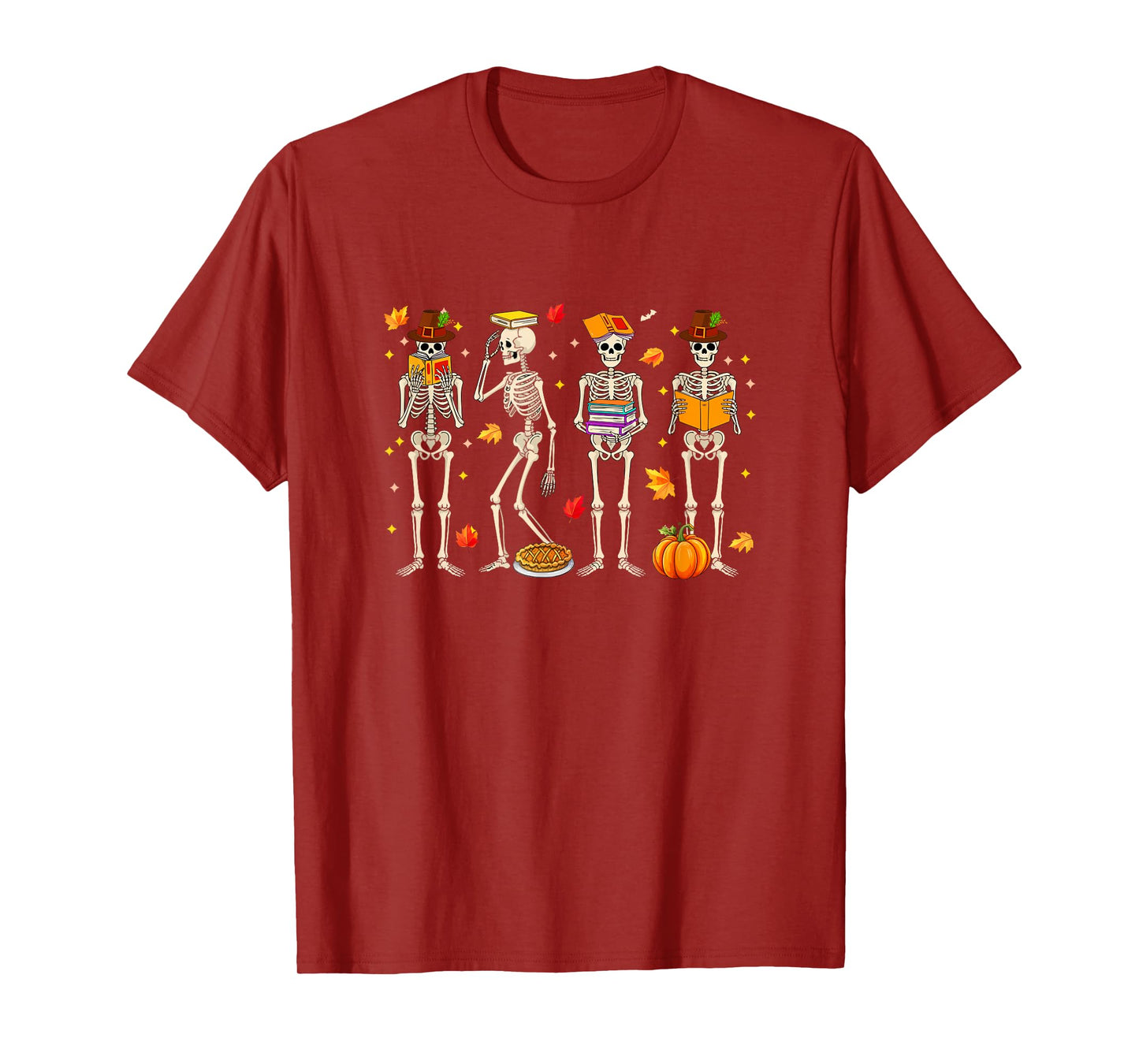 Thanksgiving Skeletons Reading Books Bookworm Librarian T-Shirt