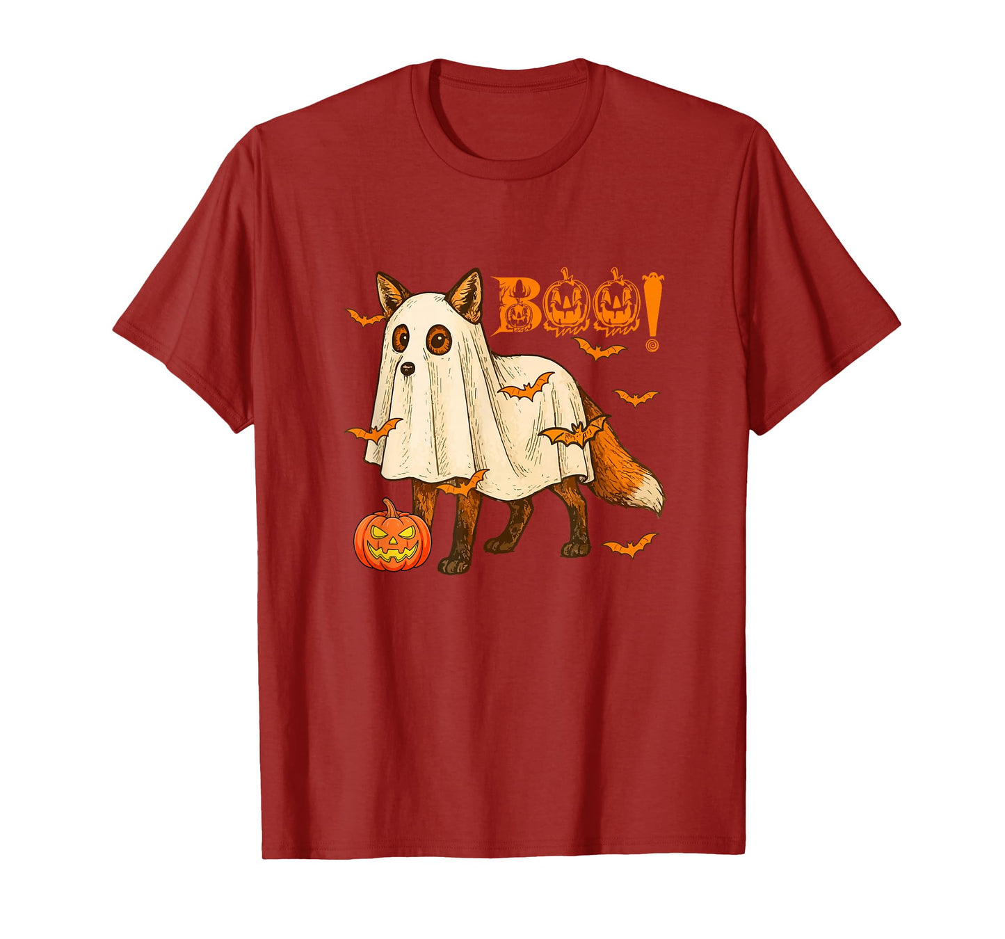Boo Halloween Fox Cosplay Ghost Costume Animal Lover T-Shirt