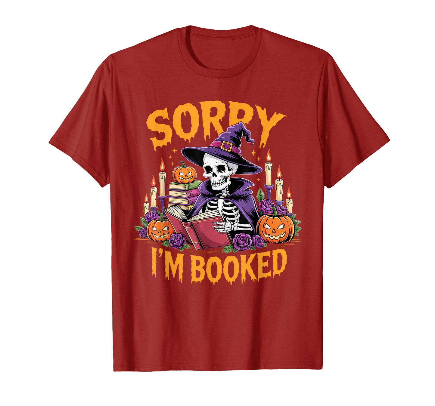 Skeleton Witch Library Reading Books Lover Halloween Vibes T-Shirt