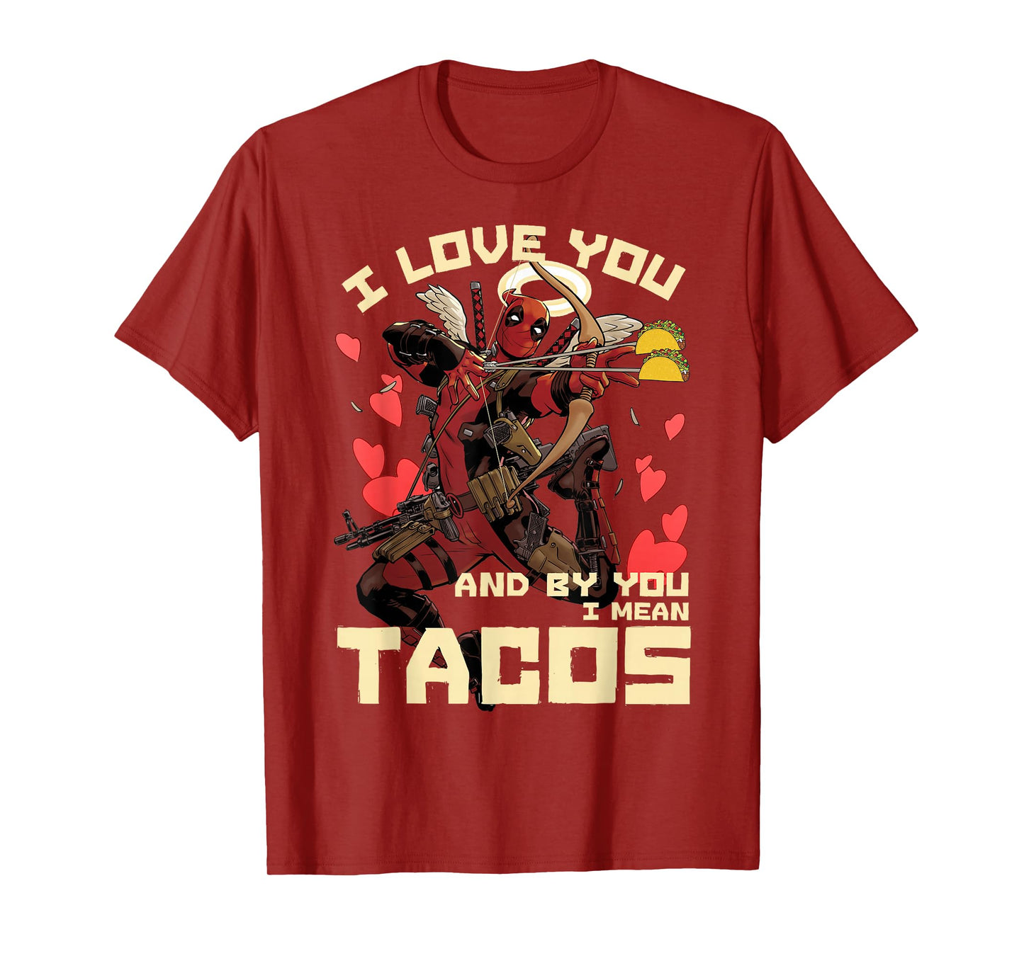 Marvel Deadpool Cupid Love For Tacos Graphic T-Shirt T-Shirt
