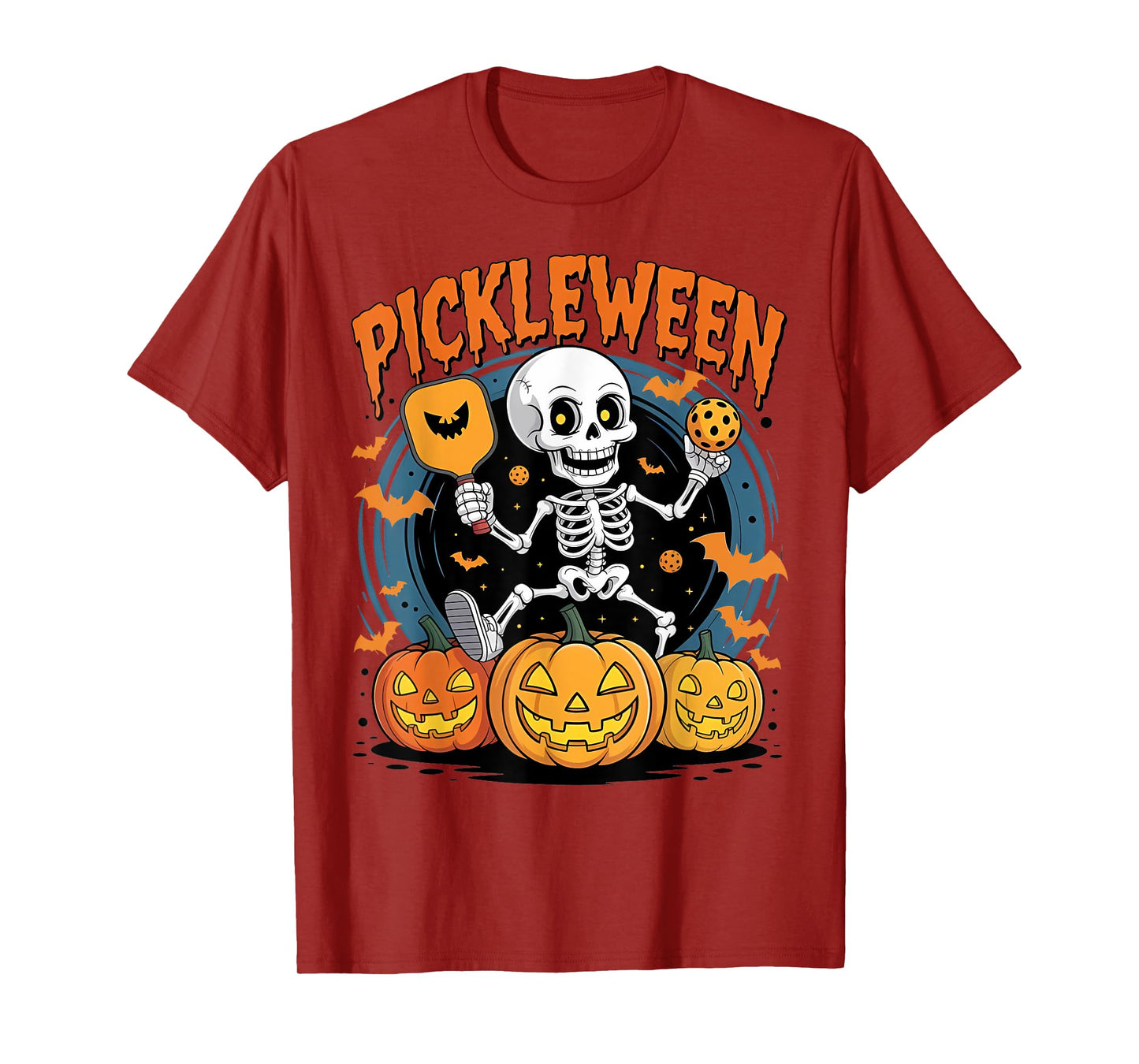 Pickleween Pickleball Halloween Costume Skeleton Men Women T-Shirt