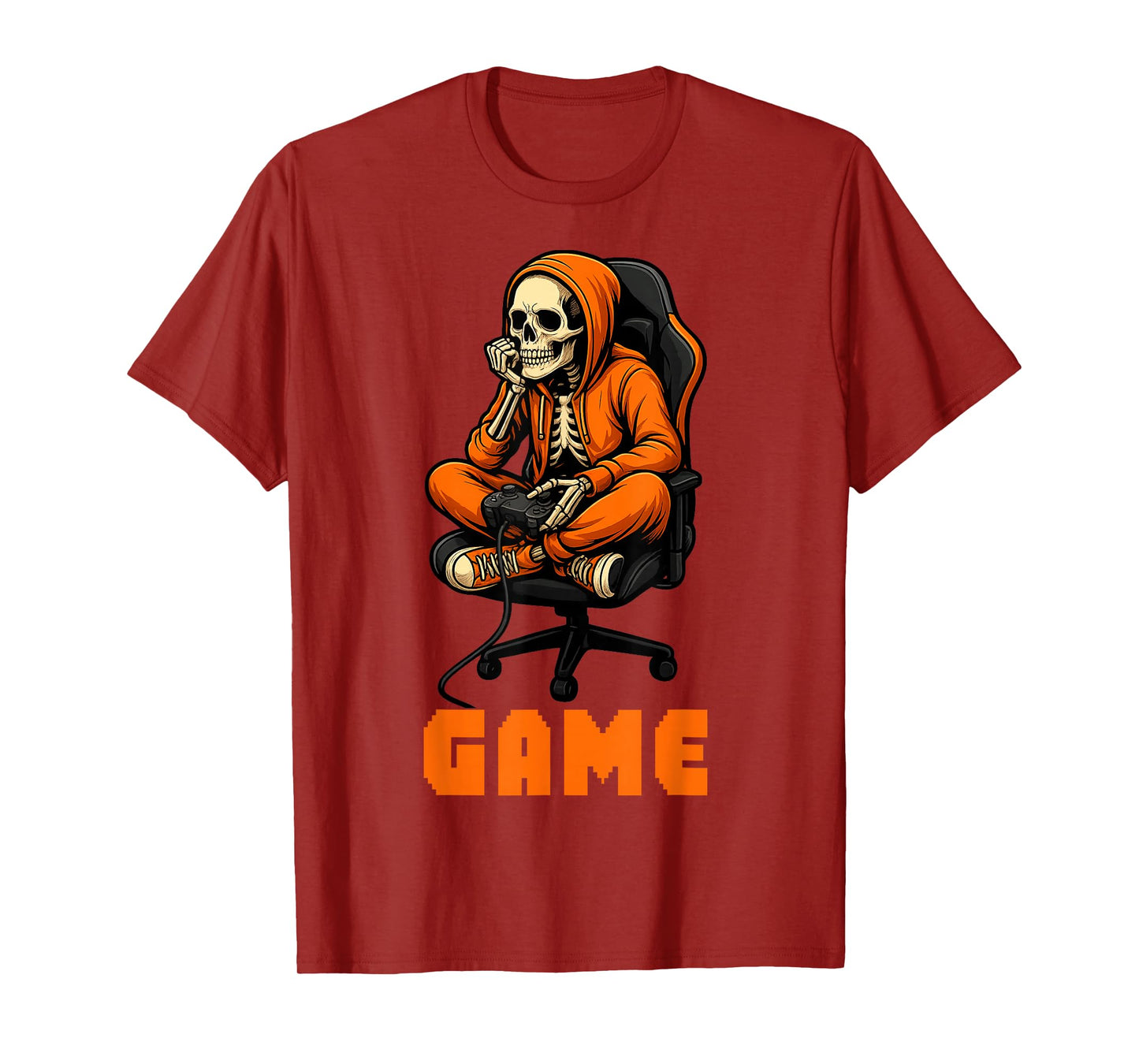 Halloween Skeleton Gamer Video Gaming Boys Men Kids Tees T-Shirt