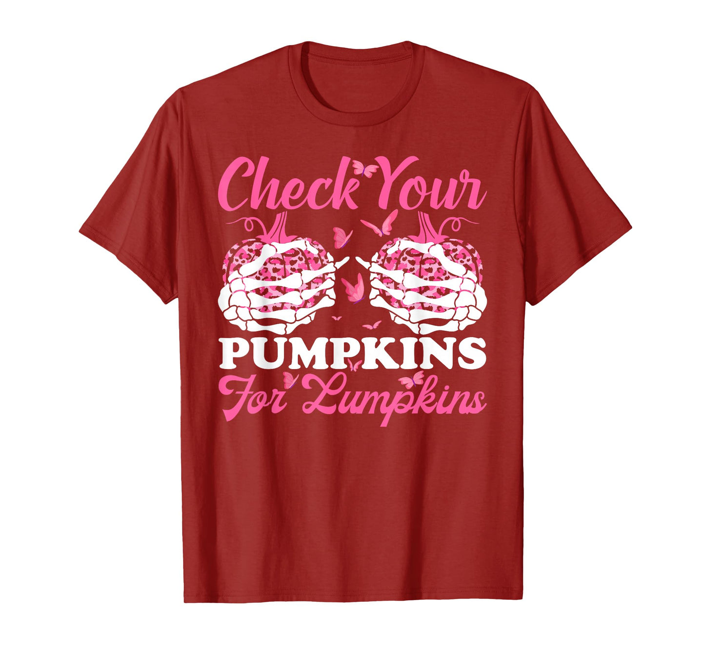Check Your Pumpkins Breast Cancer Awareness Halloween Women T-Shirt
