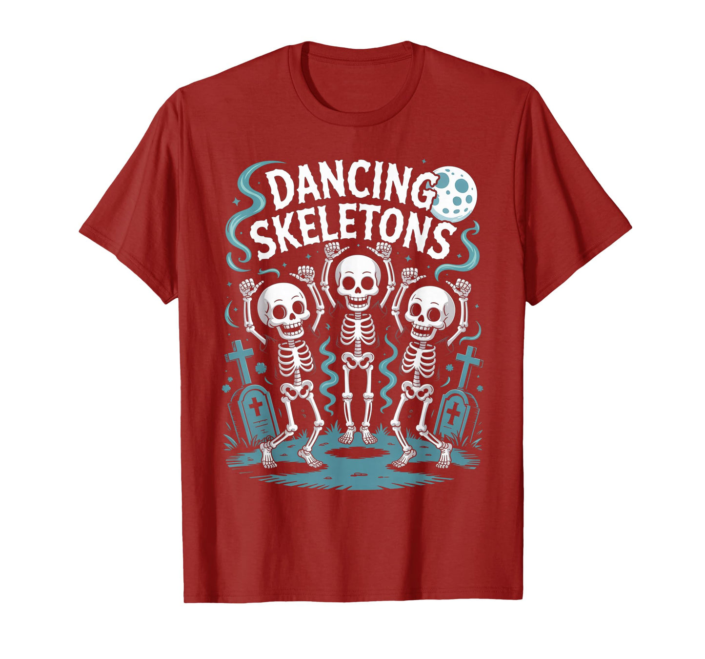 Funny Dancing Skeletons Spooky Halloween Party Cartoon T-Shirt