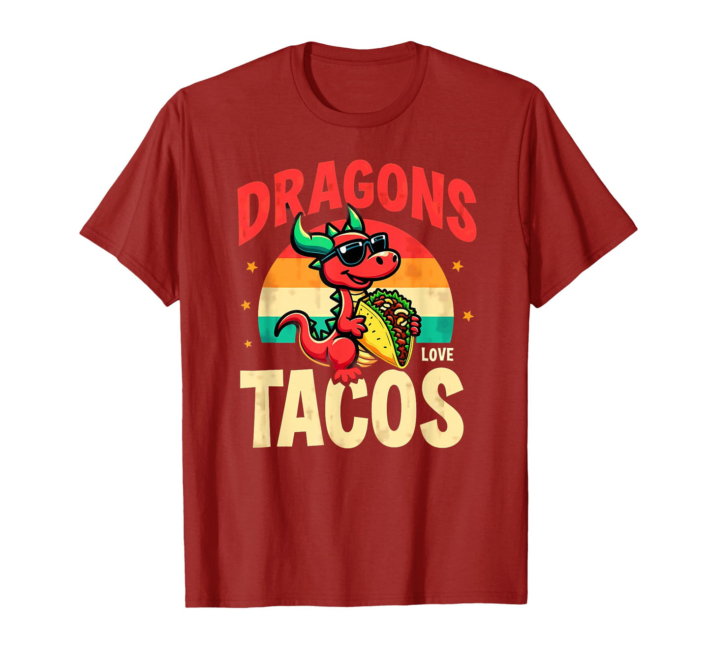 Retro Dragons Love Tacos T-Shirt