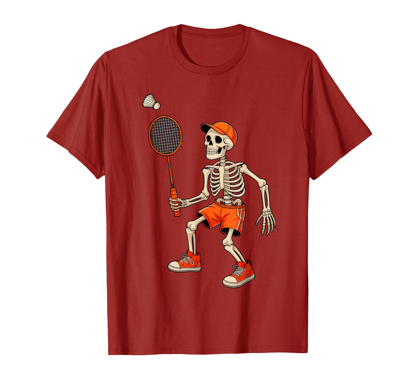 Funny Skeleton Play Badminton Halloween Costume Boys Men Kid T-Shirt