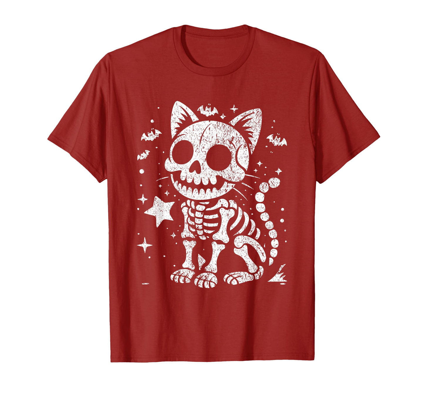 Skeleton Cat Cute Halloween Kitty Bones Spooky Cat Lover T-Shirt