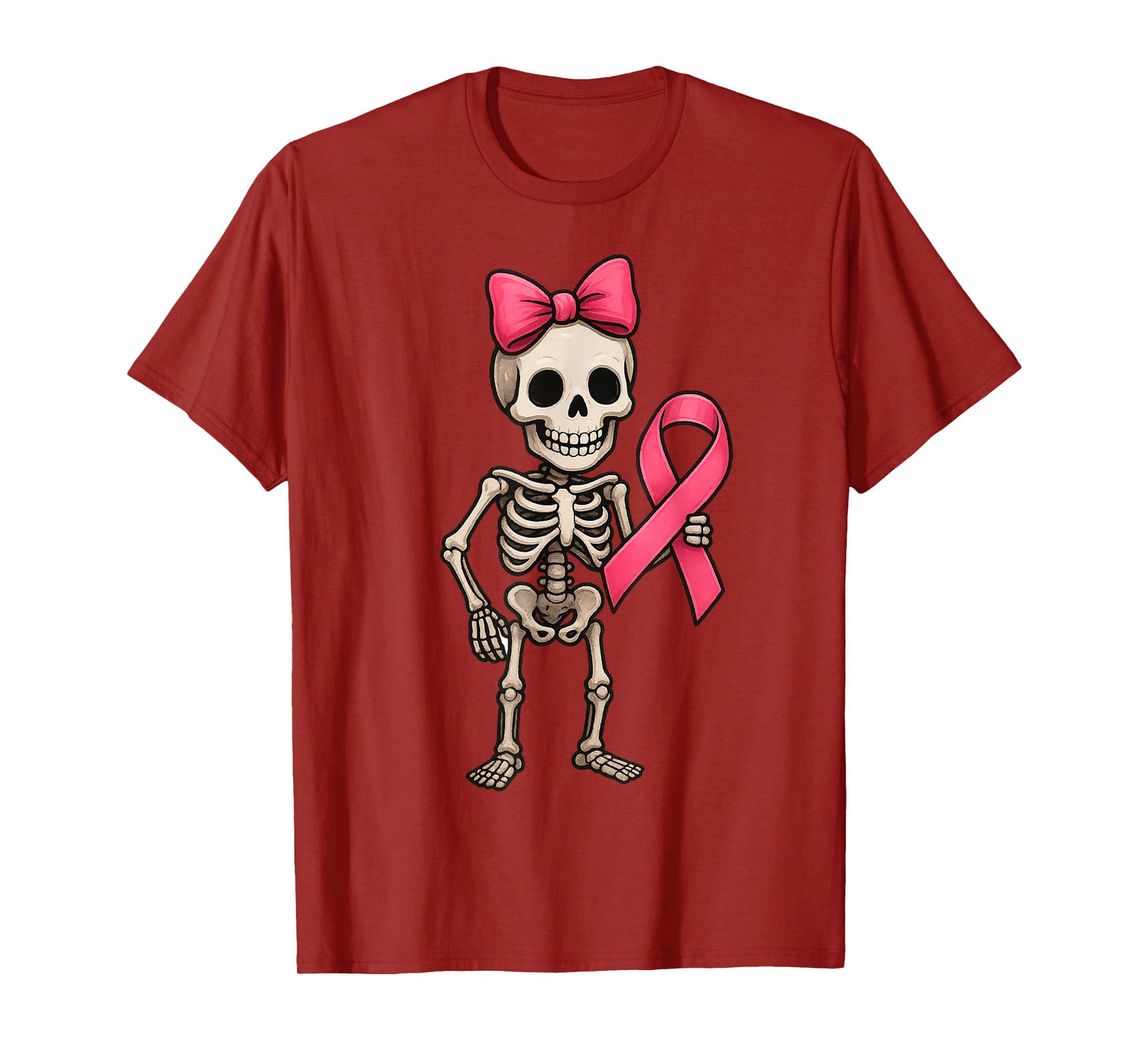 Breast Cancer Awareness Skeleton Bow Cute Coquette T-Shirt