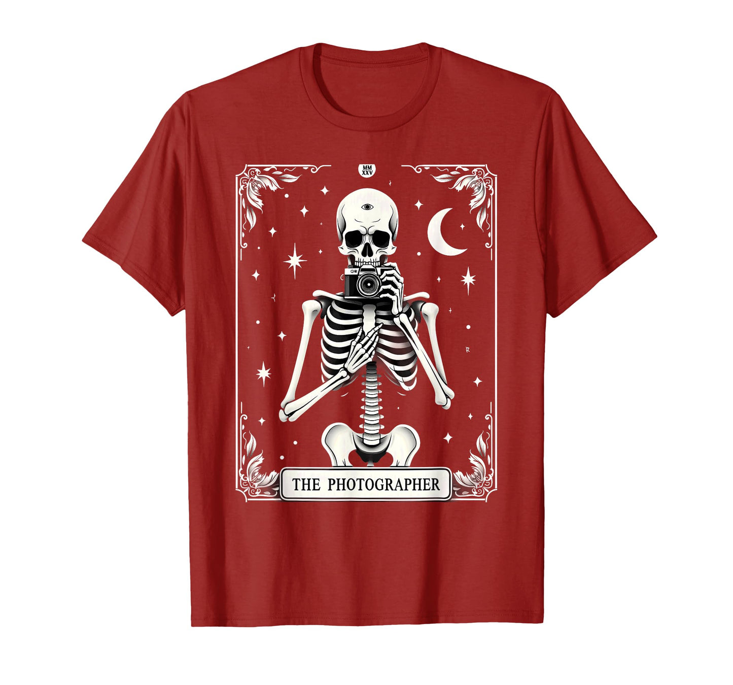 Gothic Tarot Card Cameraman The Photographer Skeleton T-Shirt