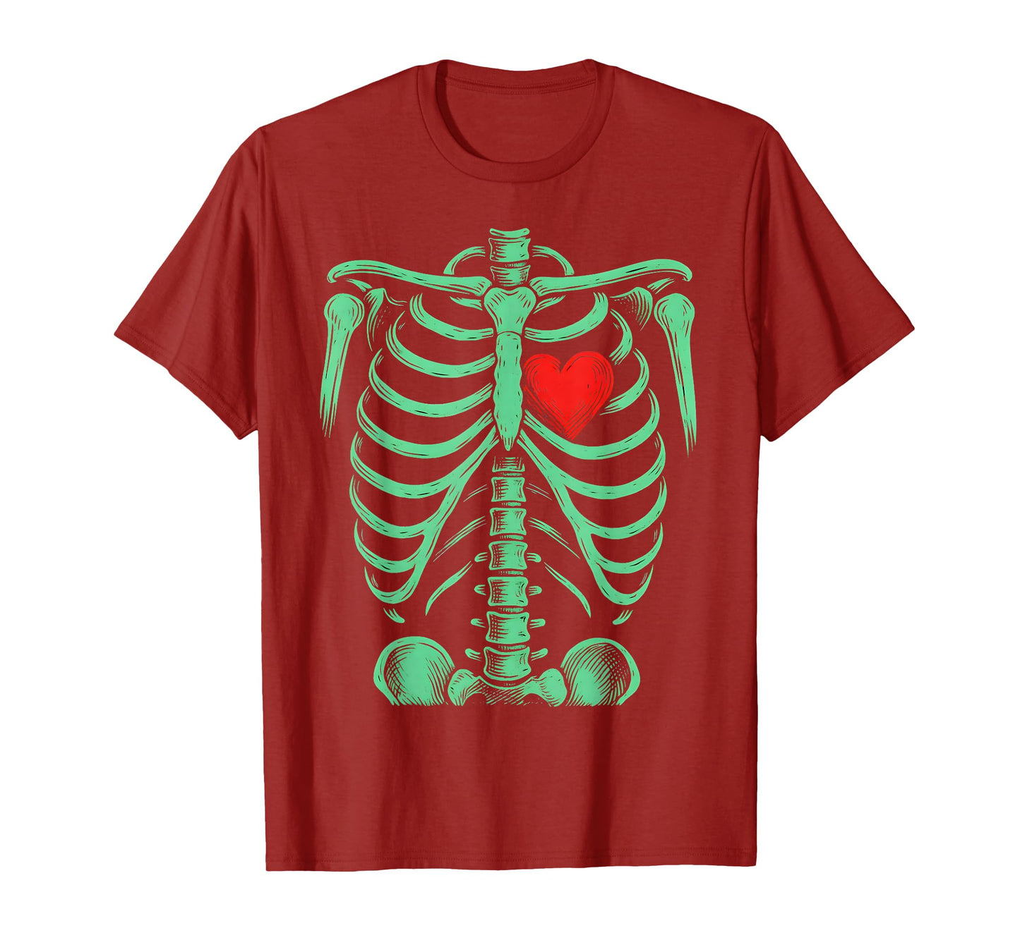 Gothic Skeleton Rib Cage Heart Halloween Love Spooky T-Shirt