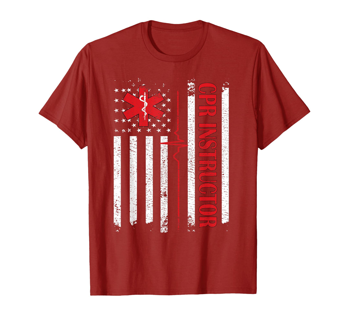 CPR Instructor American Flag EMS First Aid AED Certified CPR T-Shirt