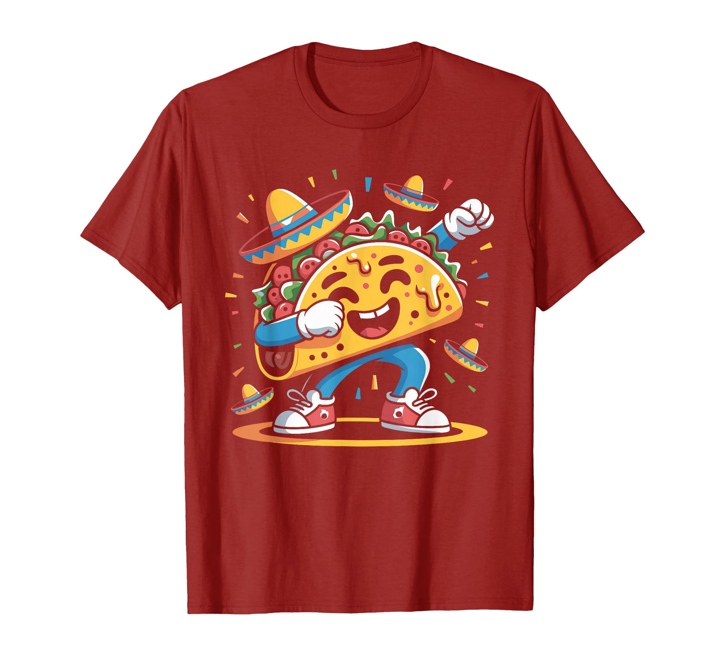 Funny Dabbing Taco with Sombrero Design T-Shirt