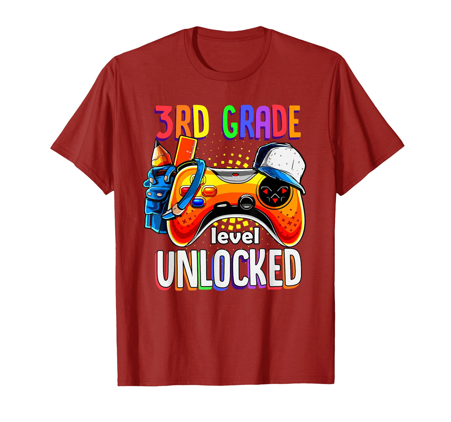 Gamer Back To School Gamepad 3rd Third Grade Level Unlocked T-Shirt