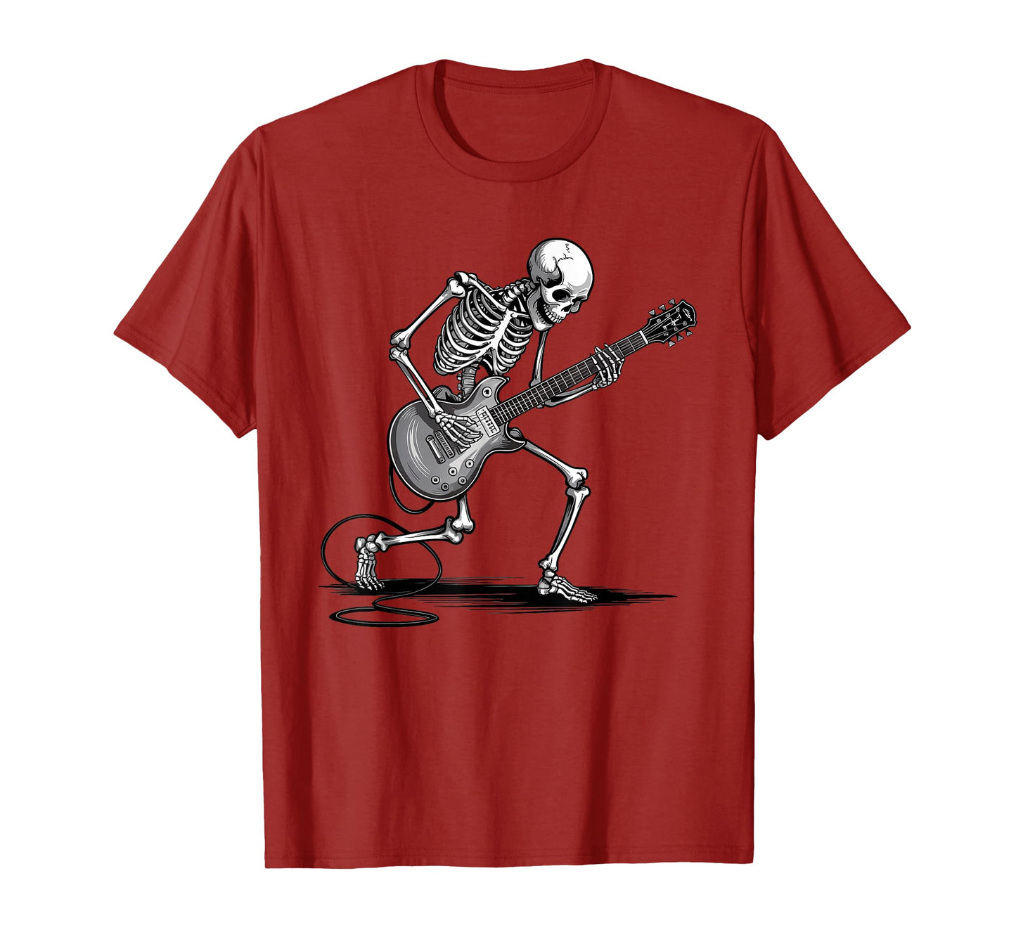 Rock and Roll Skeleton Guitarist Funny Halloween Musician T-Shirt