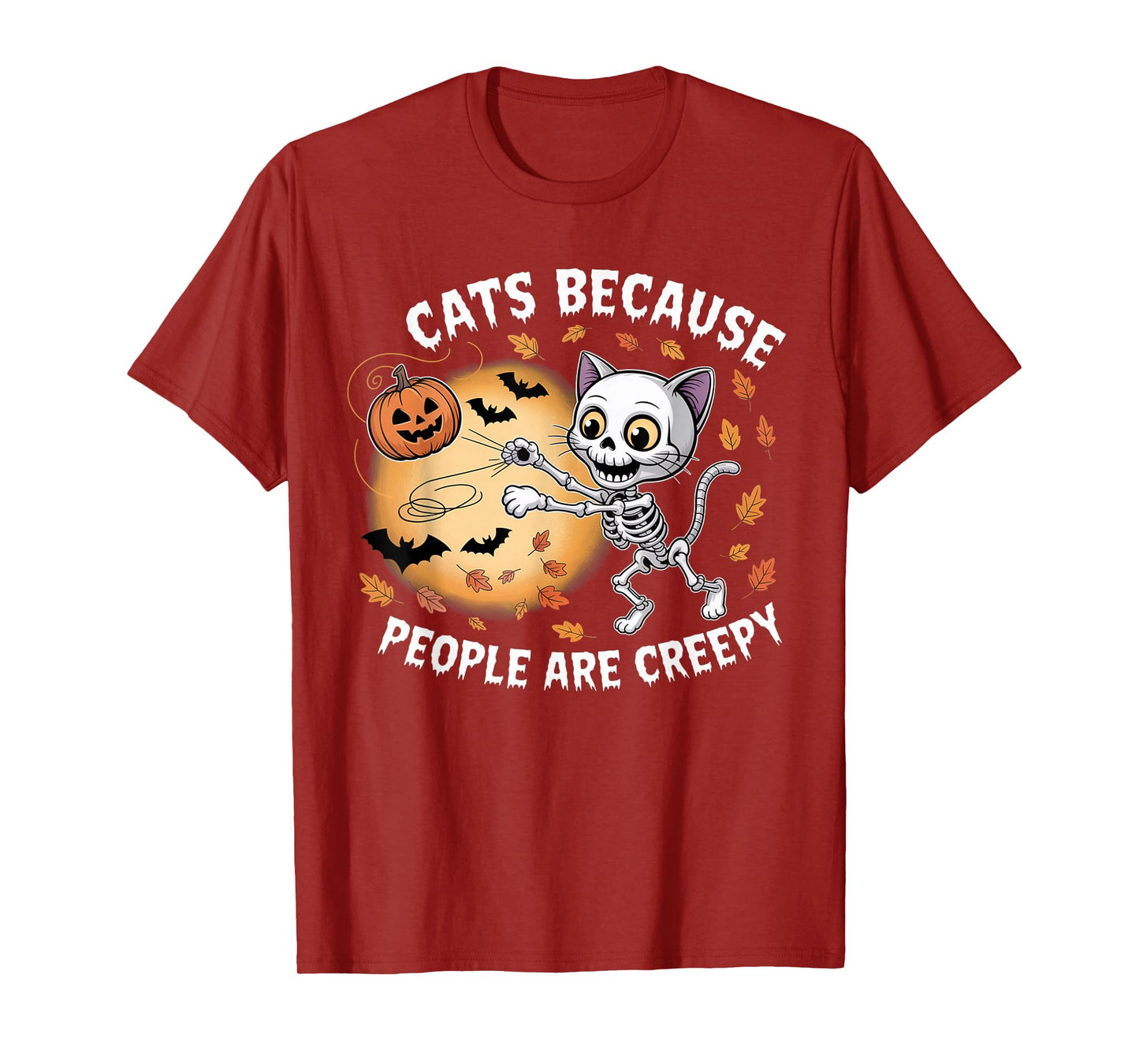 Cats Because People are Creepy Ghost Halloween Cat Mom Kids T-Shirt
