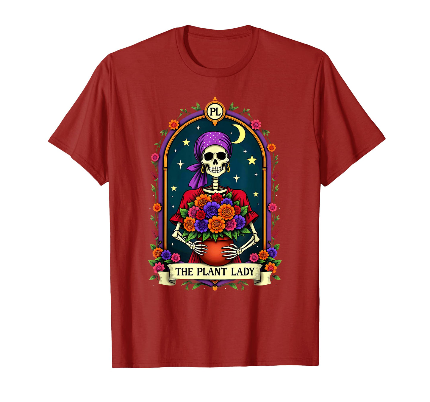 Gothic Tarot Card The Plant Lady Skeleton Halloween T-Shirt