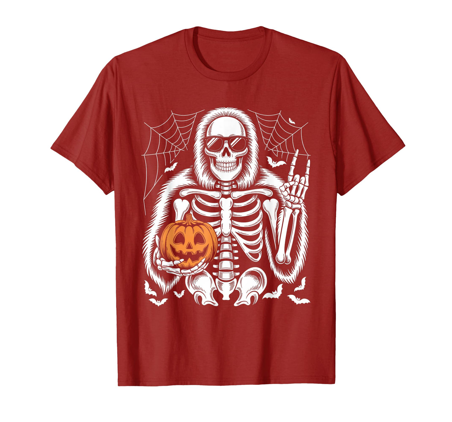 Spooky Bigfoot Jack O Lantern Skeleton Halloween Boys Mens T-Shirt