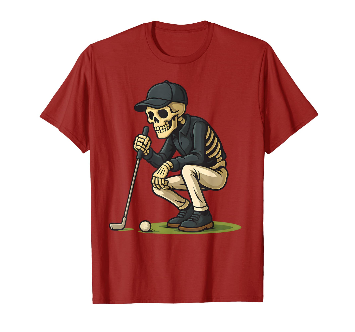 Skeleton Golf Halloween Golfer Golf Player Funny Men Dad T-Shirt