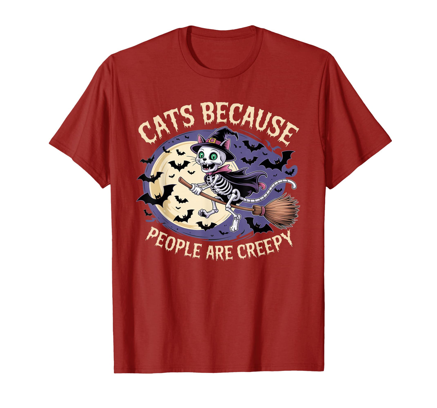 Cats Because People are Creepy Ghost Halloween Cat Mom Kids T-Shirt