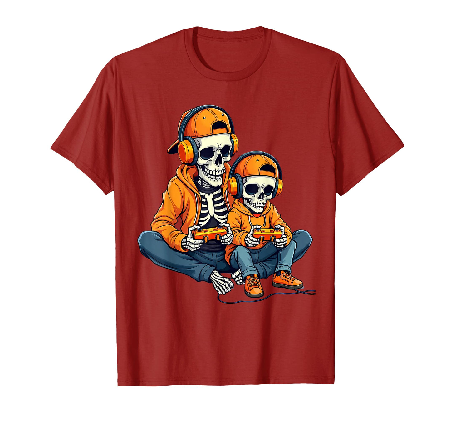 Halloween Skeleton Gamer Video Gaming Funny Skull Game Lover T-Shirt