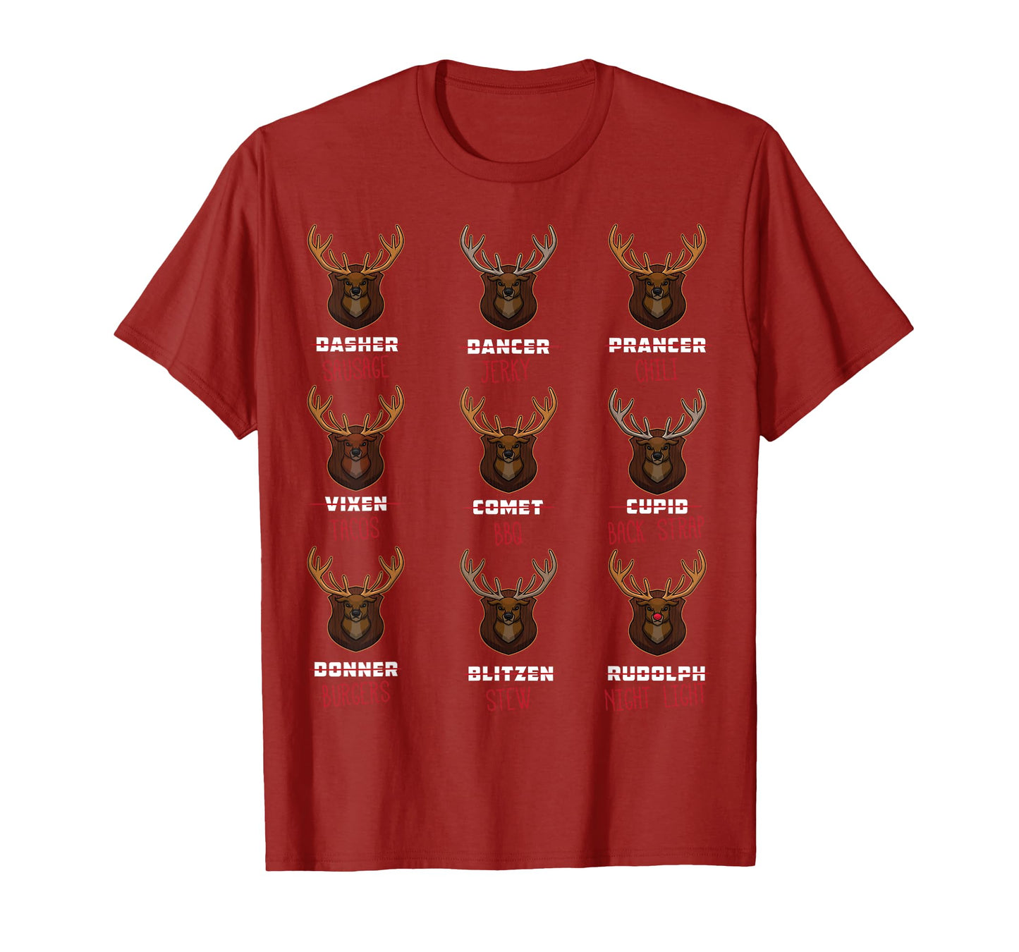 All of Santa's Reindeer Funny Deer Hunter Graphic Christmas T-Shirt