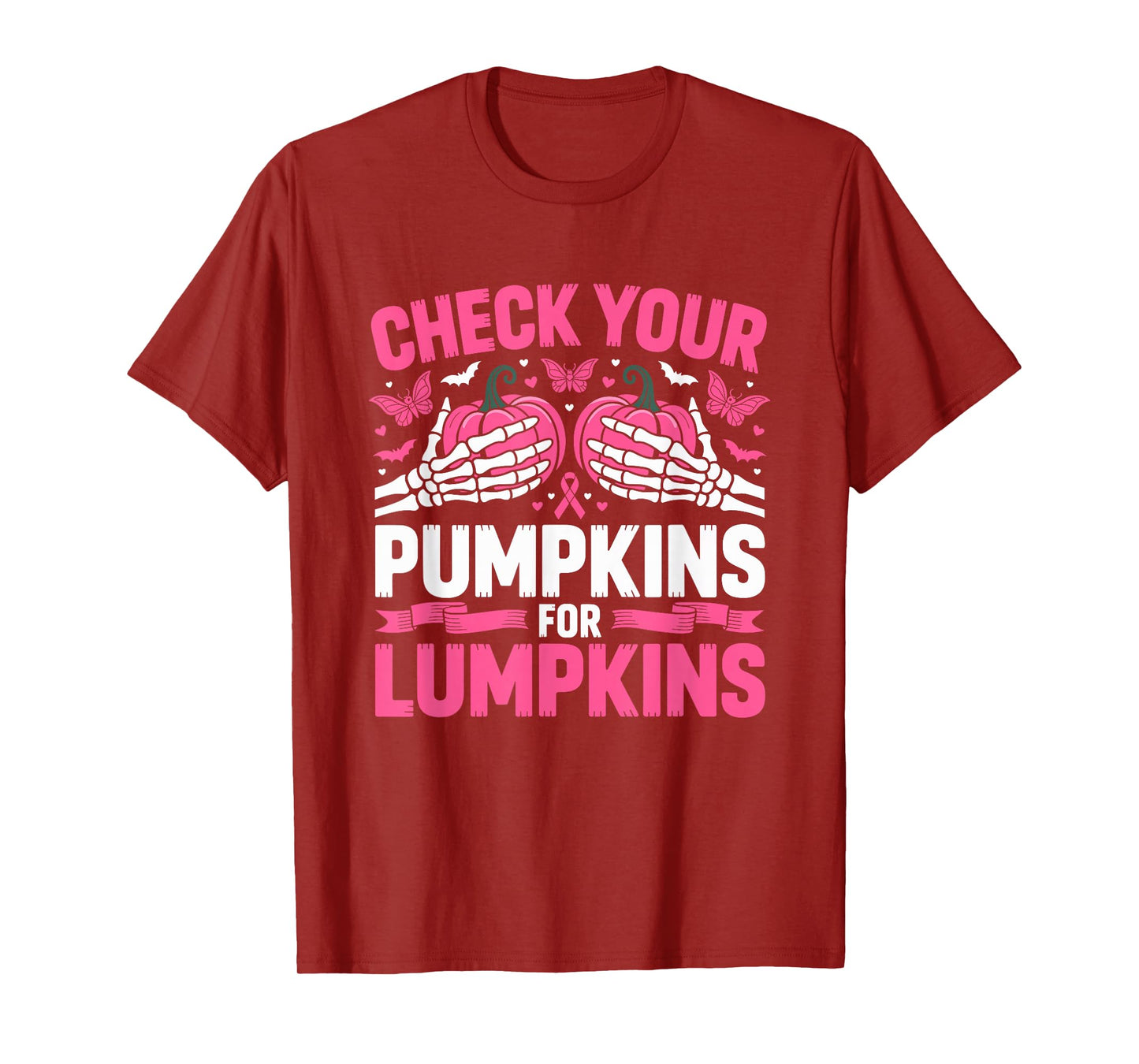 Check Your Pumpkins for Lumpkins Pink Awareness Halloween T-Shirt