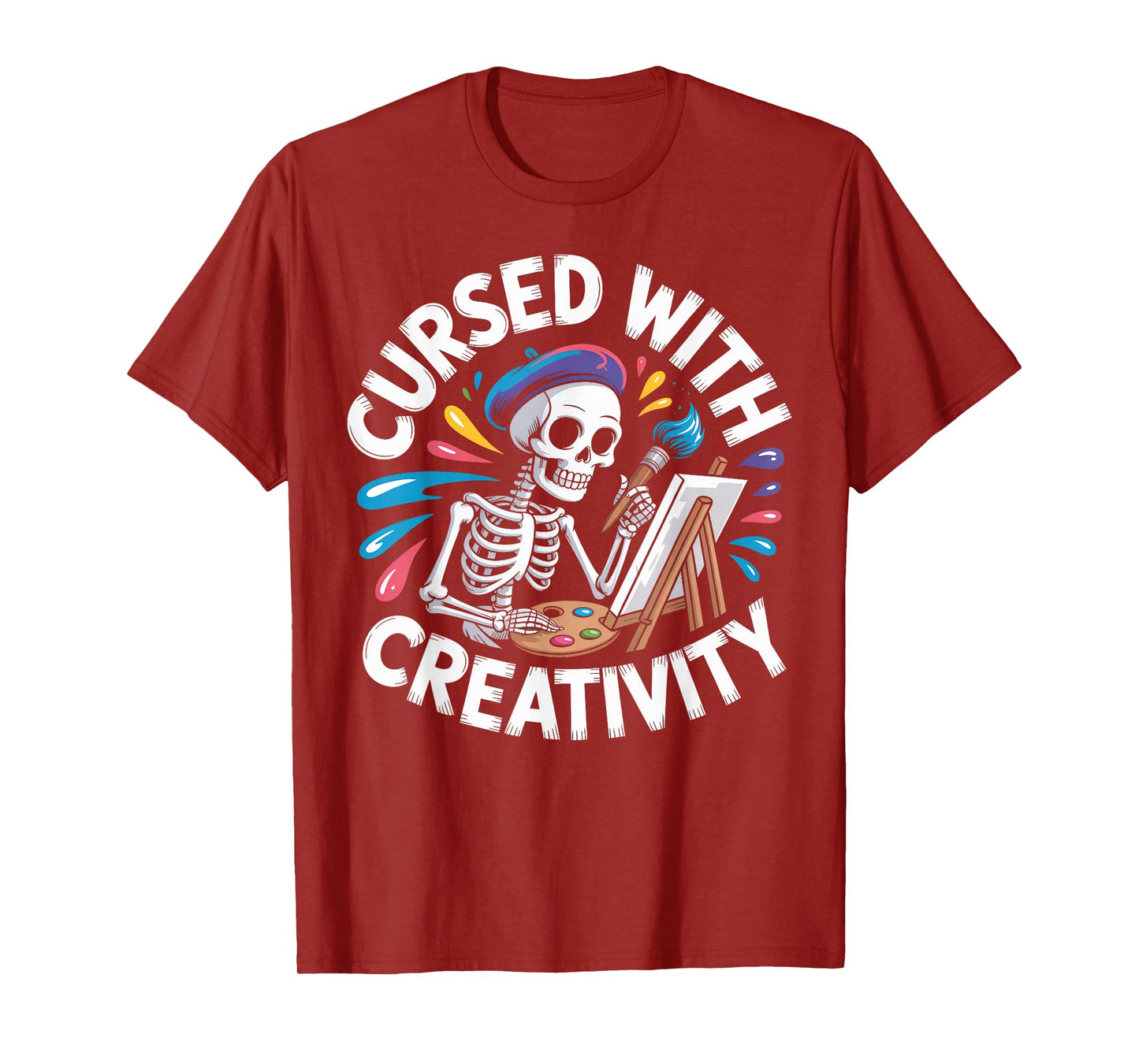 Cursed with Creativity Skeleton Painting T-Shirt
