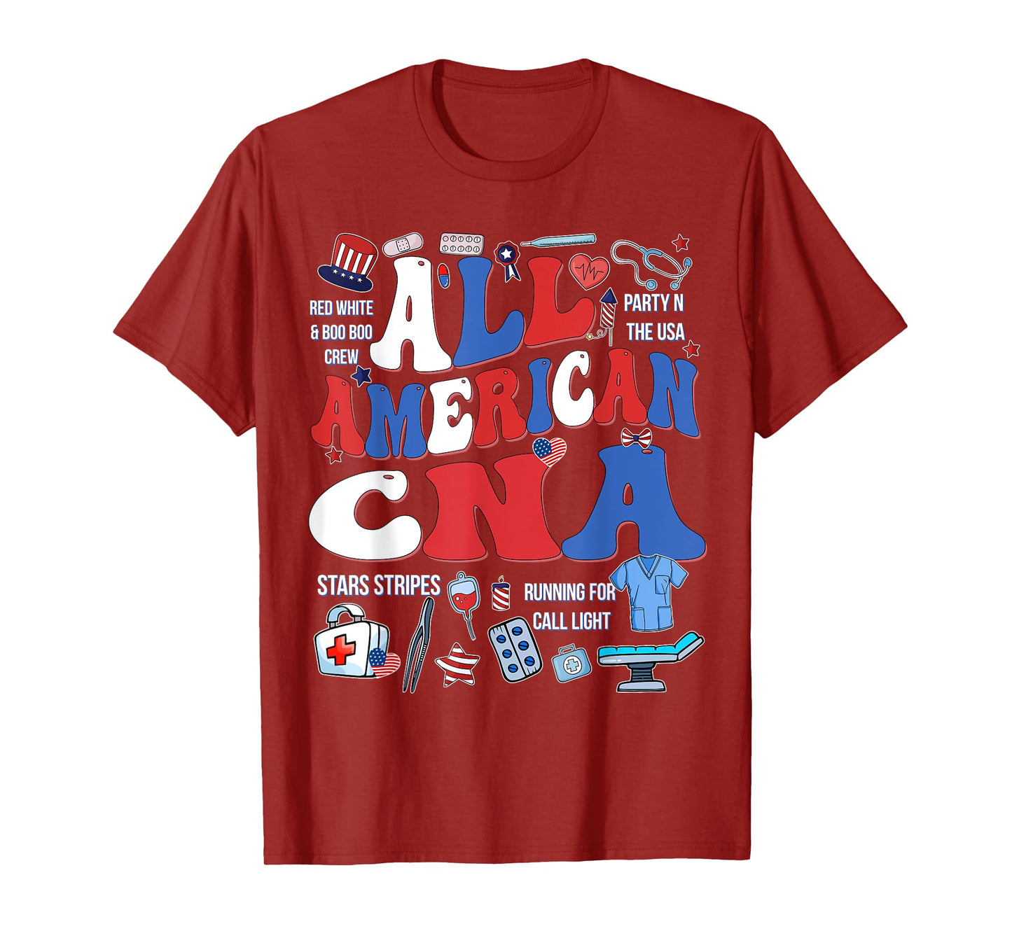 All American CNA 4th Of July Scrub Top Patriot Women RN CNA T-Shirt