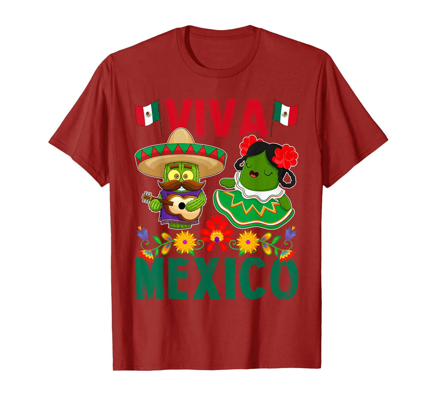 Viva Mexico Mexican Independence Day Mexican Flag Guitar T-Shirt