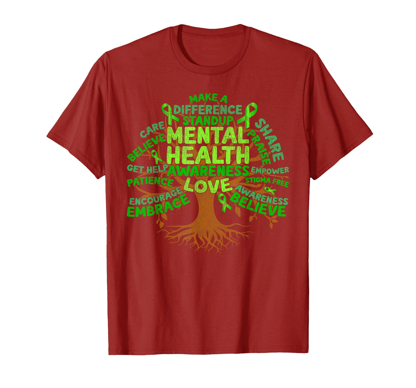 Motivational Support Green Tree Mental Health Awareness T-Shirt