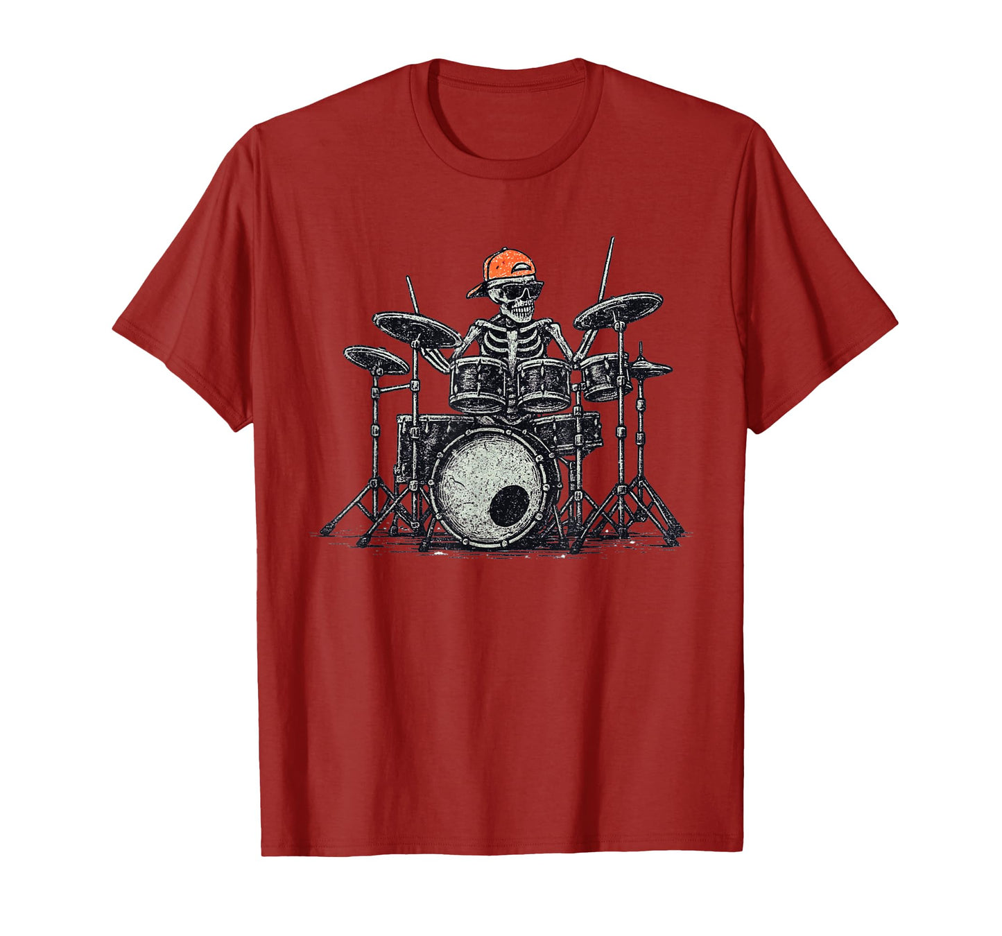 Vintage Halloween Skeleton Drummer Funny Spooky Costume T-Shirt